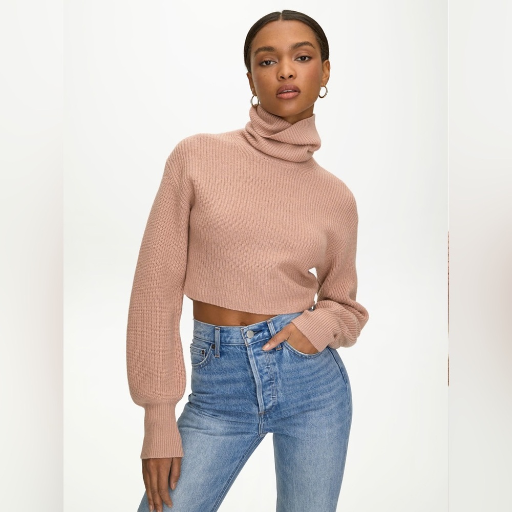 ARITZIA WILFRED Rebecca Turtleneck Sweater Merino Wool Blush Pink Size Small